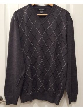 100% Extra Fine Merino Wool V-Neck Sweater | L